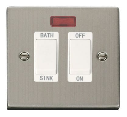 Stainless Steel - White Inserts Stainless Steel 20A DP Sink/bath Switch - White Trim