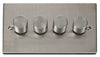 Stainless Steel - White Inserts Stainless Steel 4 Gang 2 Way 400w Dimmer Light Switch