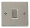 Stainless Steel - White Inserts Stainless Steel 10A 1 Gang 2 Way Ingot Light Switch - White Trim