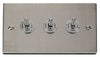 Stainless Steel - White Inserts Stainless Steel 3 Gang 2 Way 10AX Toggle Light Switch