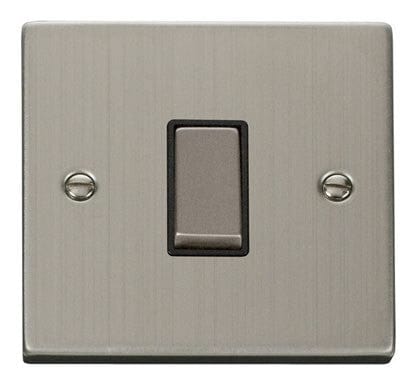 Stainless Steel - Black Inserts Stainless Steel 10A 1 Gang Intermediate Ingot Light Switch - Black Trim