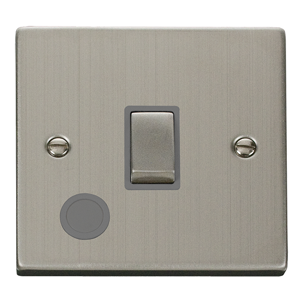 Stainless Steel 1 Gang 20A Ingot DP Switch With Flex - Grey Trim