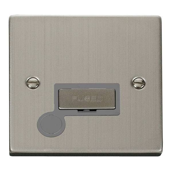 Stainless Steel 13A Fused Ingot Connection Unit With Flex - Grey Trim