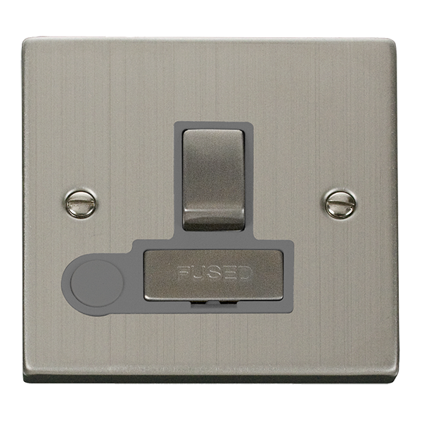 Stainless Steel 13A Fused Ingot Connection Unit Switched With Flex - Grey Trim