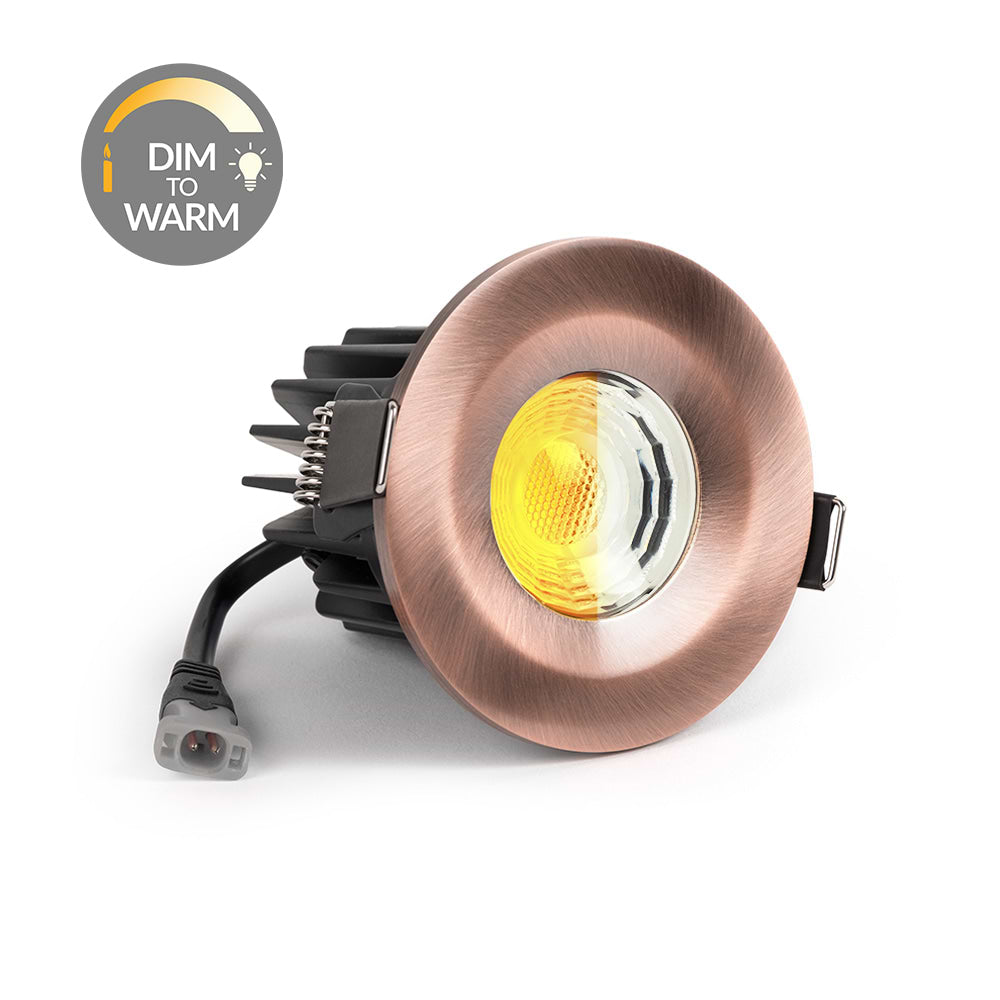 Antique Copper CCT Dim To Warm Fire Rated LED Dimmable 10W IP65 Downlight