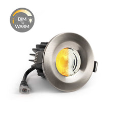 Brushed Chrome CCT Dim To Warm Fire Rated LED Dimmable 10W IP65 Downlight