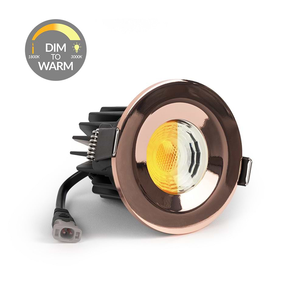 Polished Copper CCT Dim To Warm Fire Rated LED Dimmable 10W IP65 Downlight