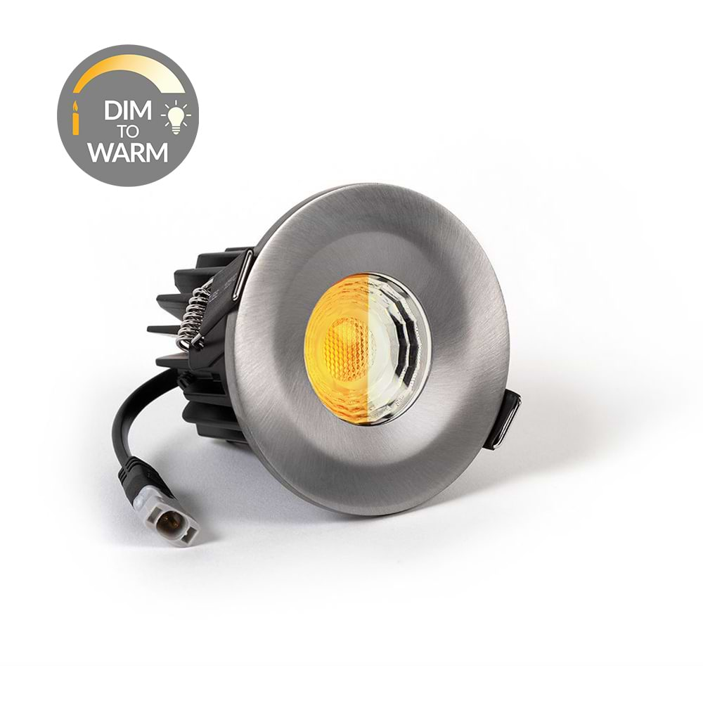 Pewter CCT Dim To Warm Fire Rated LED Dimmable 10W IP65 Downlight