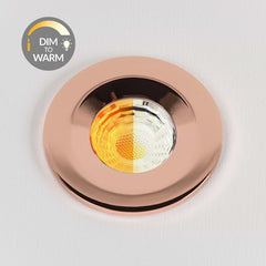 Rose Gold CCT Dim To Warm Fire Rated LED Dimmable 10W IP65 Downlight