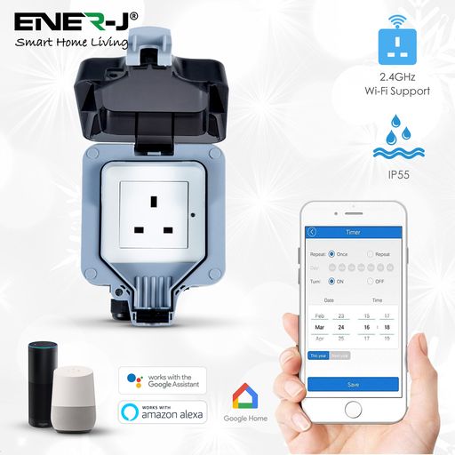 Smart Waterproof Outdoor Socket 13A WiFi Single Wall Socket